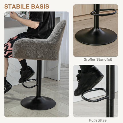 Tabourets de bar gris réglables, lot de 2, pivotants à 360°