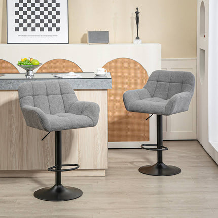 Tabourets de bar gris réglables, lot de 2, pivotants à 360°