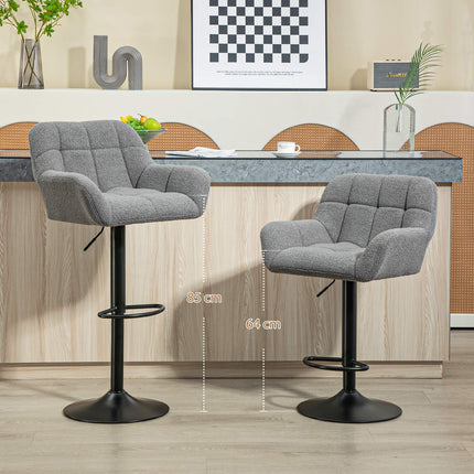 Tabourets de bar gris réglables, lot de 2, pivotants à 360°