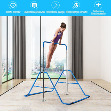 Barre de gymnastique réglable et pliable, 90-130 cm, bleue