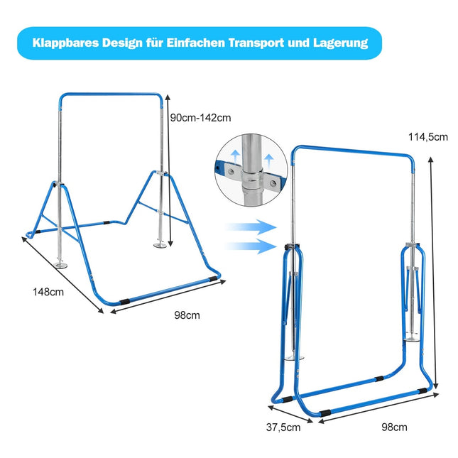 Verstellbarer Turnreck, klappbar, 90-130 cm, blau
