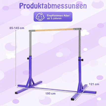 Verstellbares Reck für Kinder, 85-145 cm, Lila
