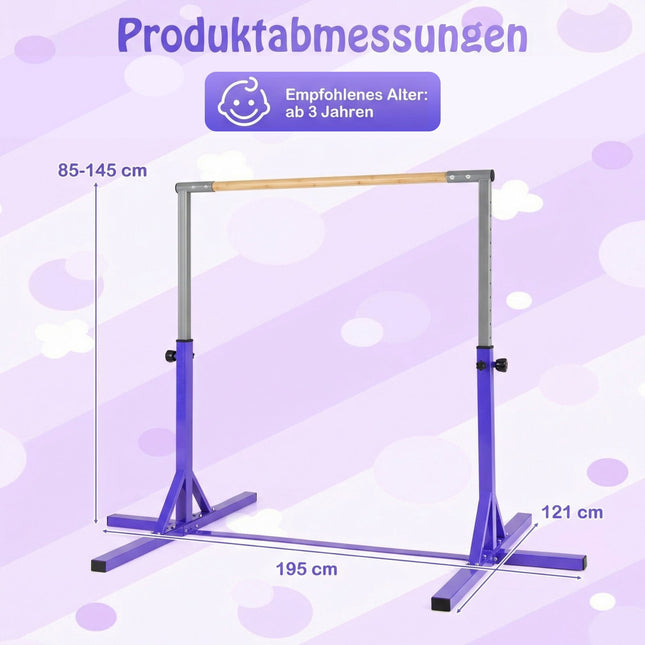 Verstellbares Reck für Kinder, 85-145 cm, Lila