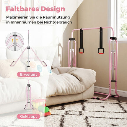 Verstellbarer Turnbarren für Kinder, Pink, 4 Höhen
