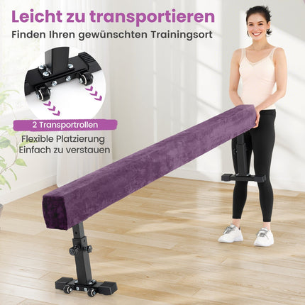 Poutre de gymnastique réglable, 226 cm, 3 hauteurs, violette