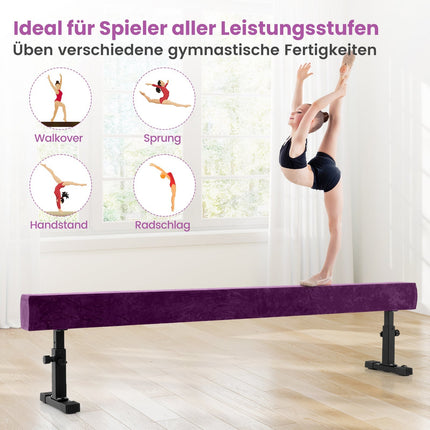 Poutre de gymnastique réglable, 226 cm, 3 hauteurs, violette