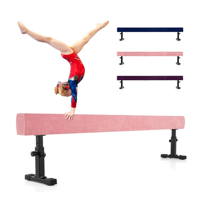 Poutre de gymnastique réglable, 226 cm, rose, 3 hauteurs