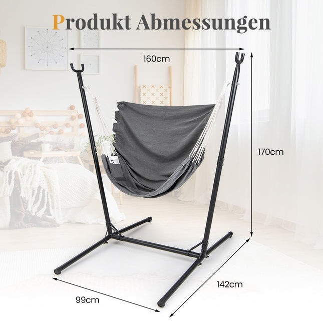 Verstellbarer Hängesessel mit Ständer, Seitentasche, 120 kg Traglast