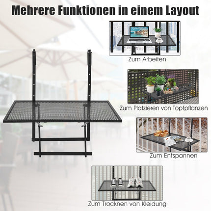 Étagère suspendue réglable en fer - 5 hauteurs, 60,5 x 48 cm, noire