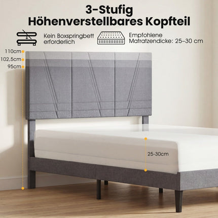 Verstellbarer Kopfteil-Doppelbettrahmen, 140x200 cm, Dunkelgrau