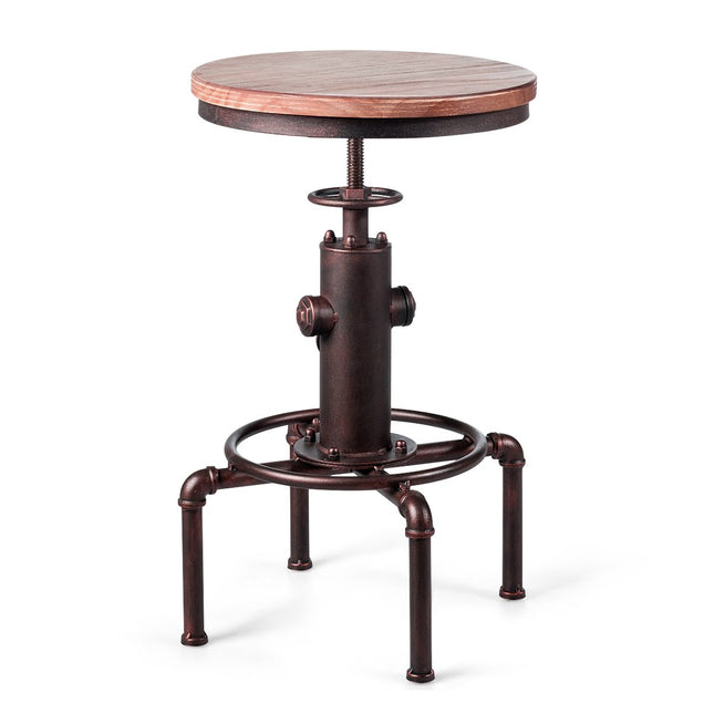 Tabouret de bar réglable en hauteur, bois de pin et fer, 59,5-75 cm