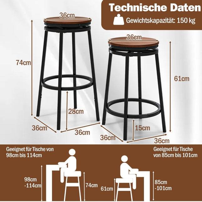 Verstellbare Barhocker, 2er-Set – 360° drehbar