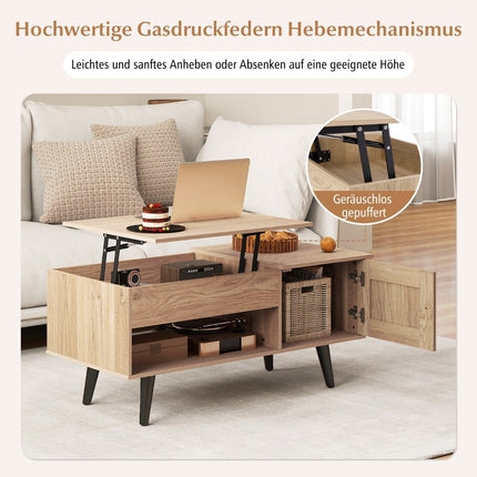 Table basse réglable en hauteur avec rangement dissimulé, 100 x 50 cm