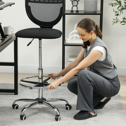 Chaise de bureau réglable en hauteur - Noire, rembourrée, sans accoudoirs