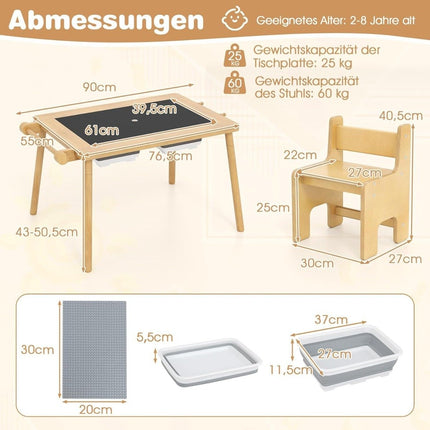 Table d'activités réglable pour enfants avec plateau réversible
