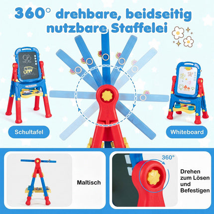 Verstellbare Kinderstaffelei mit 4-in-1-Zeichenbrettern