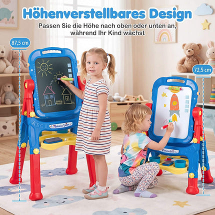 Verstellbare Kinderstaffelei mit 4-in-1-Zeichenbrettern
