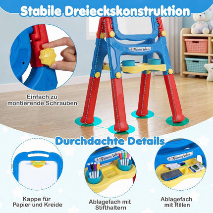 Verstellbare Kinderstaffelei mit 4-in-1-Zeichenbrettern