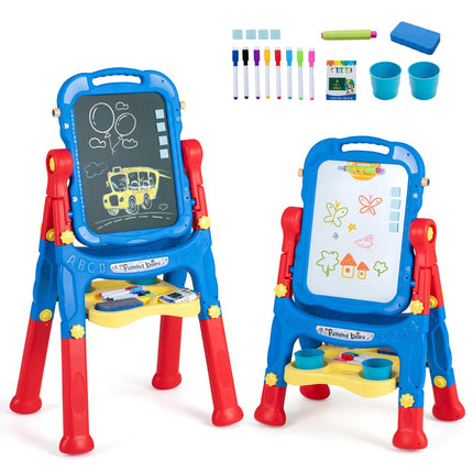 Verstellbare Kinderstaffelei mit 4-in-1-Zeichenbrettern