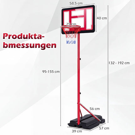 Panier de basket-ball réglable pour enfants (95-155 cm) avec base lestable
