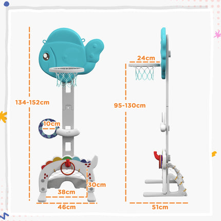 Panier de basket réglable pour enfants, 5 en 1 pour s'amuser à l'intérieur et à l'extérieur