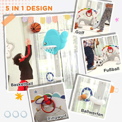 Panier de basket réglable pour enfants, 5 en 1 pour s'amuser à l'intérieur et à l'extérieur