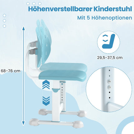 Chaise de bureau enfant réglable avec double dossier, bleue