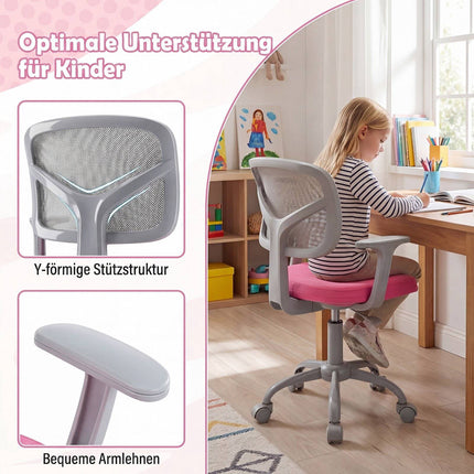 Chaise de bureau enfant réglable avec soutien lombaire – Rose