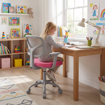 Chaise de bureau enfant réglable avec soutien lombaire – Rose