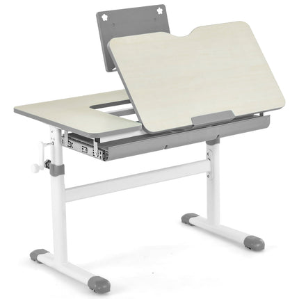 Ensemble bureau enfant réglable avec plateau inclinable, gris