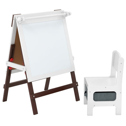 Ensemble chevalet et chaise réglables pour enfants avec tableau noir et tableau blanc