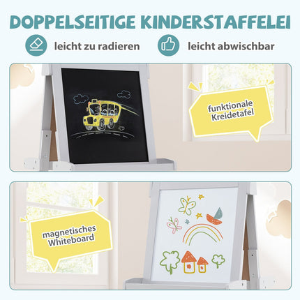 Chevalet réglable pour enfants avec tableau blanc et tableau magnétique