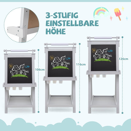 Chevalet réglable pour enfants avec tableau blanc et tableau magnétique