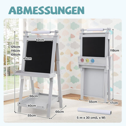 Chevalet réglable pour enfants avec tableau blanc et tableau magnétique