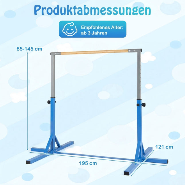 Barre de gymnastique réglable pour enfants, 85-145 cm, capacité de 65 kg