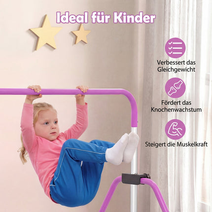 Verstellbarer Kinder-Turnbarren, faltbar, 90-130 cm, Lila