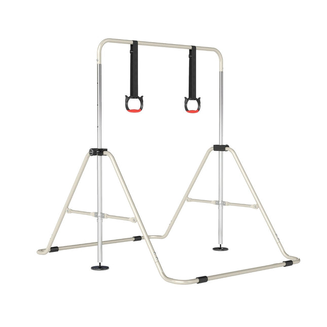 Barre de gymnastique réglable pour enfants avec cadre en métal, beige