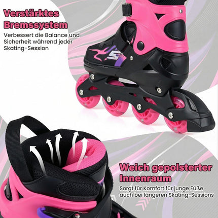 Patins à roues alignées réglables pour enfants avec roues lumineuses, roses