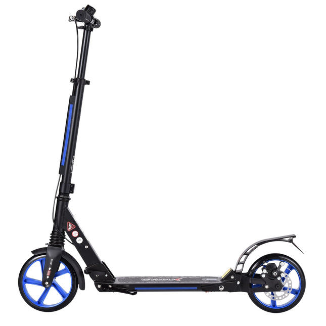 Trottinette enfant réglable, pliable, roues noires et bleues