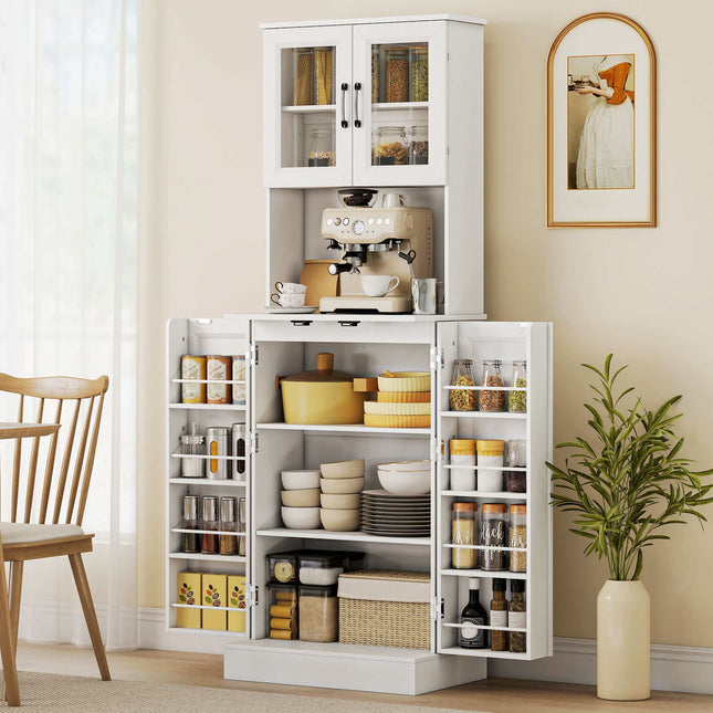 Verstellbarer Küchenschrank, MDF, Acryltüren, Weiß