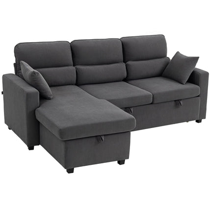 Verstellbares L-förmiges Schlafsofa mit Stauraum, Dunkelgrau