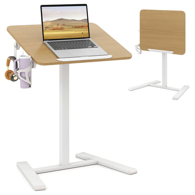 Bureau pour ordinateur portable réglable avec inclinaison à 90° et roulettes dissimulées