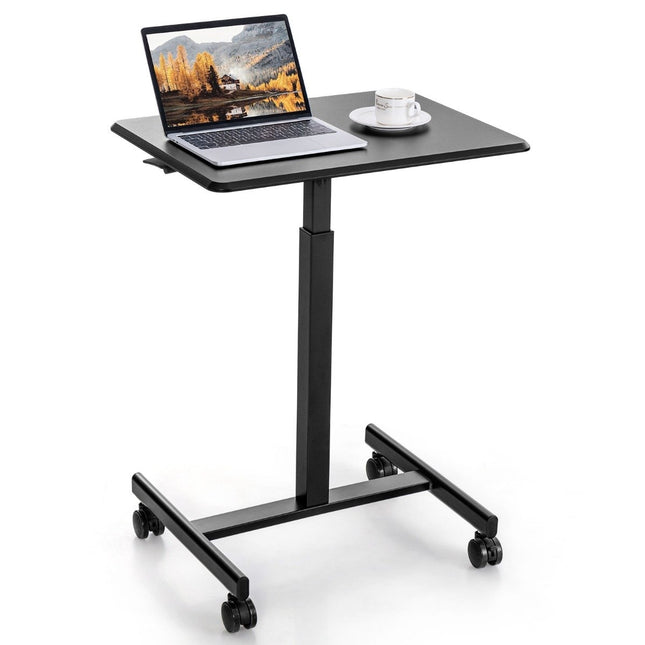 Verstellbarer Laptoptisch mit Rollen, 80 kg Tragkraft, Schwarz