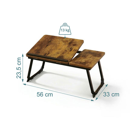 Table pour ordinateur portable réglable - Plateau pliable et inclinable effet bois