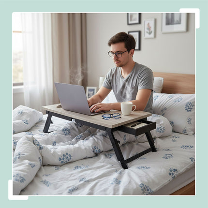 Table pour ordinateur portable réglable avec tiroir - Plateau inclinable
