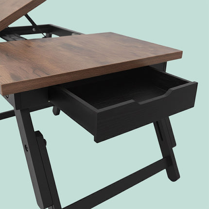 Table pour ordinateur portable réglable avec tiroir - Plateau inclinable, pliable