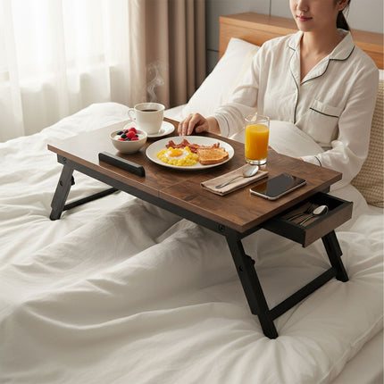 Table pour ordinateur portable réglable avec tiroir - Plateau inclinable, pliable
