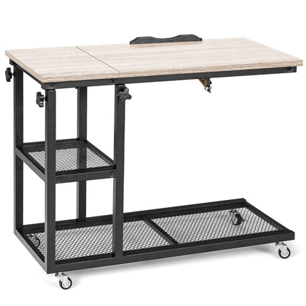 Table réglable pour ordinateur portable avec rangement, plateau inclinable, 80 x 40 cm