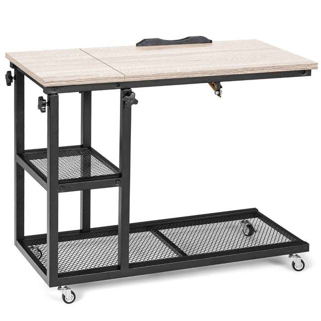 Verstellbarer Laptoptisch mit Stauraum, neigbarer Tischplatte, 80x40 cm