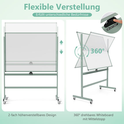 Tableau blanc mobile magnétique double face réglable avec roulettes